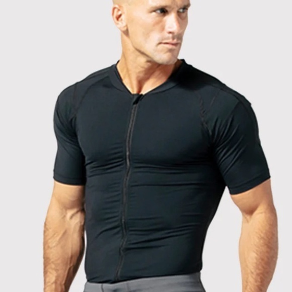 🥑 DFND 3/4 zip men's short sleeve compression shirt black large